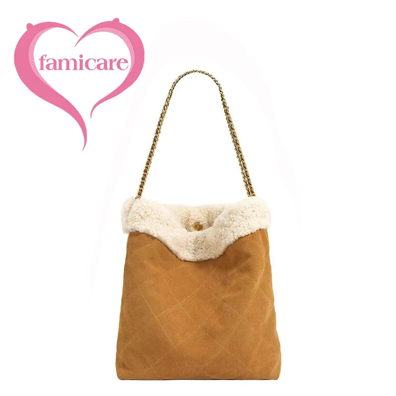 Wholesale Women Suede Bag Female Retro Frosted Cowhide Split Leather Armpit Shoulder Bag Lady Handbag Trendy Crossbody Messenger