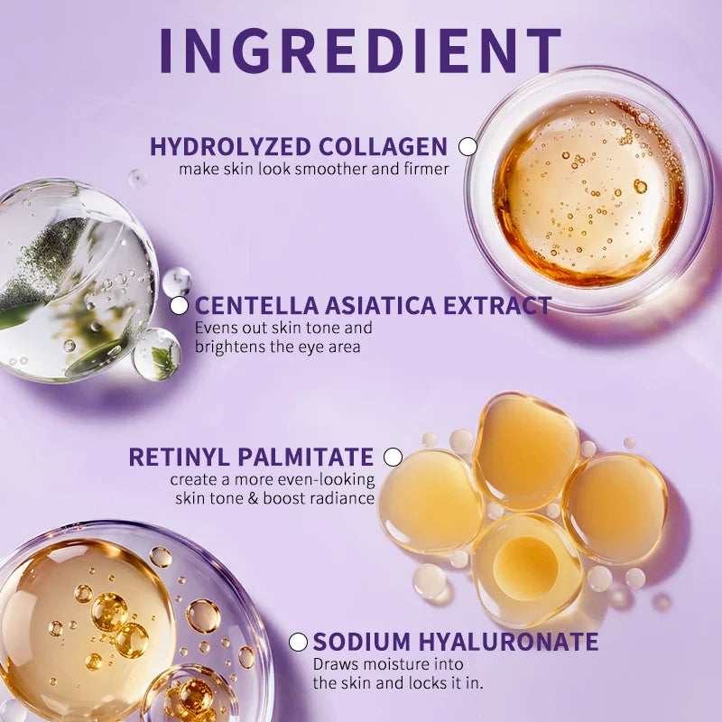 Retinol & Collagen Eye Mask, Vitamin A Under Eye Patches – Hydrating, Reduce Eye Bags & Dark Circles, Anti-Aging, Brightening.