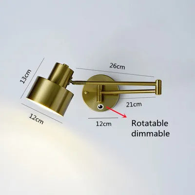 Led Dimmable Wall Lamp Bedroom Bedside Reading Light Folding Telescopic Switch Modern Creative Study Rocker Wall Light Fixture