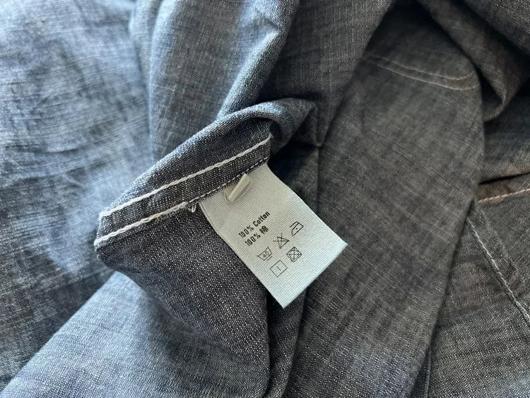 Japan Retro Bamboo Yarn Denim Casual Shirt Cool Hong Kong Style Long Sleeve Loose Spring Autumn 100% Cotton Washed Workwear Tops