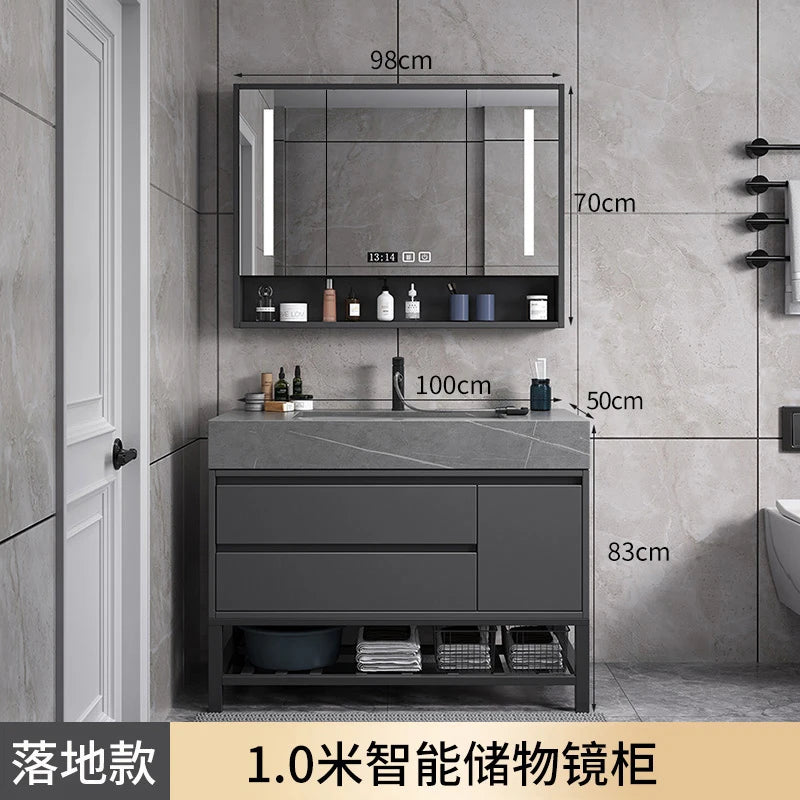 Washbasin Floor Bathroom Cabinets Vintage Drawer Light Toilet Bathroom Cabinets Intelligence Partition Mobiletto Bagno Furniture
