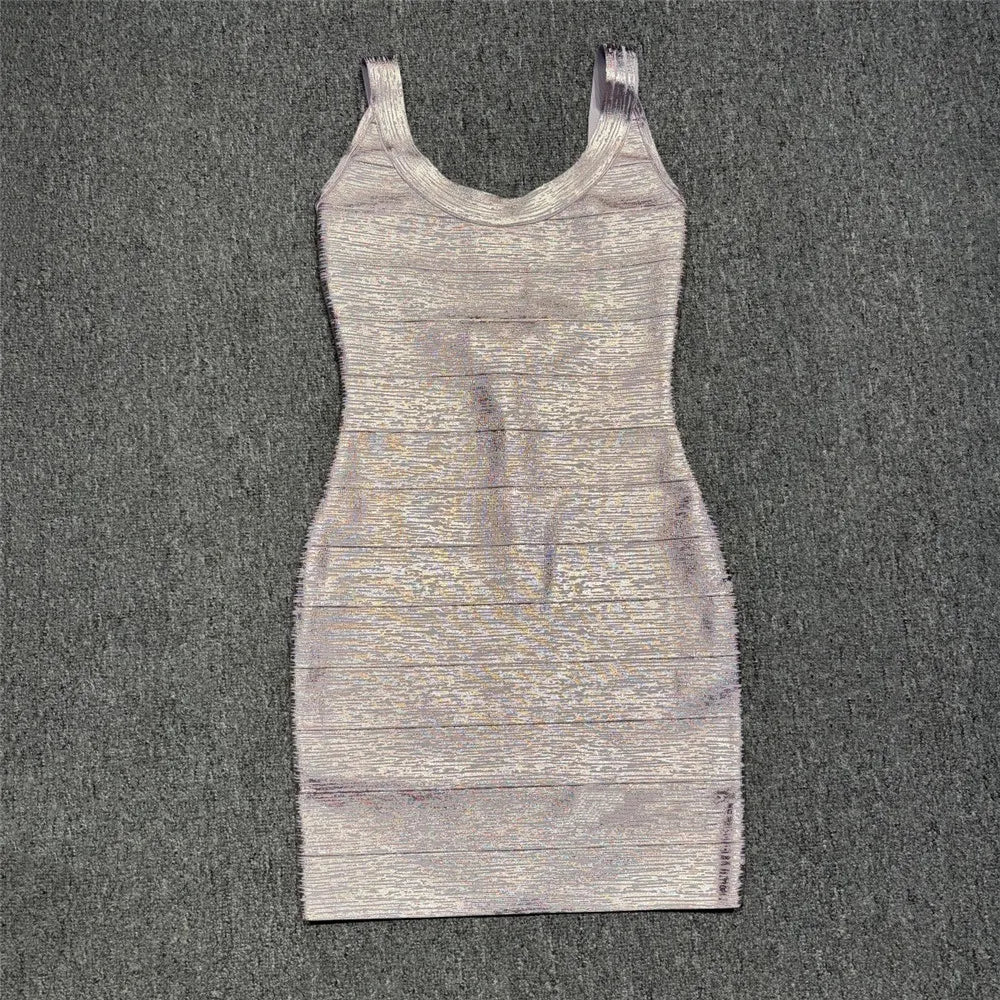 Summer New Hot Stamping Spaghetti Strap Bandage Dress Sexy Backless Club Party Mini Dresses