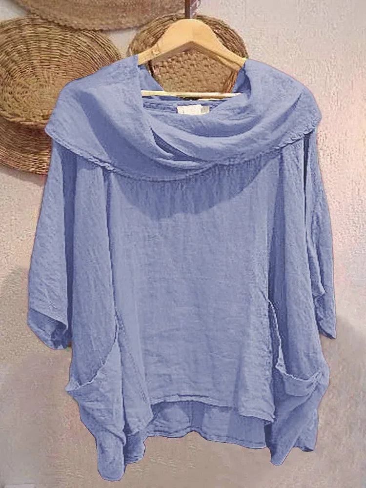 2025 Women New Fashion Off Shoulder Oversize Blouse Solid Bat Sleeve Tops Spring Summer Loose Irregular Hem Shirt Female Holiday