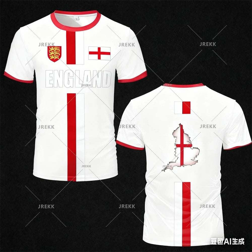 England Football Jersey Men's Sports T-shirts Maillot Football Oversized Quick Dry Tops Unisex Casual Tees Tops Y2k Mens Gifts