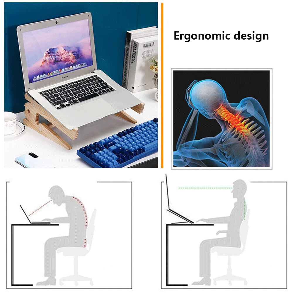 Solid Wood Laptop Stand Removable Vertical Bracket Cooling Base Cooling Heat Dissipation Laptop Holder Support Base PC LapTop