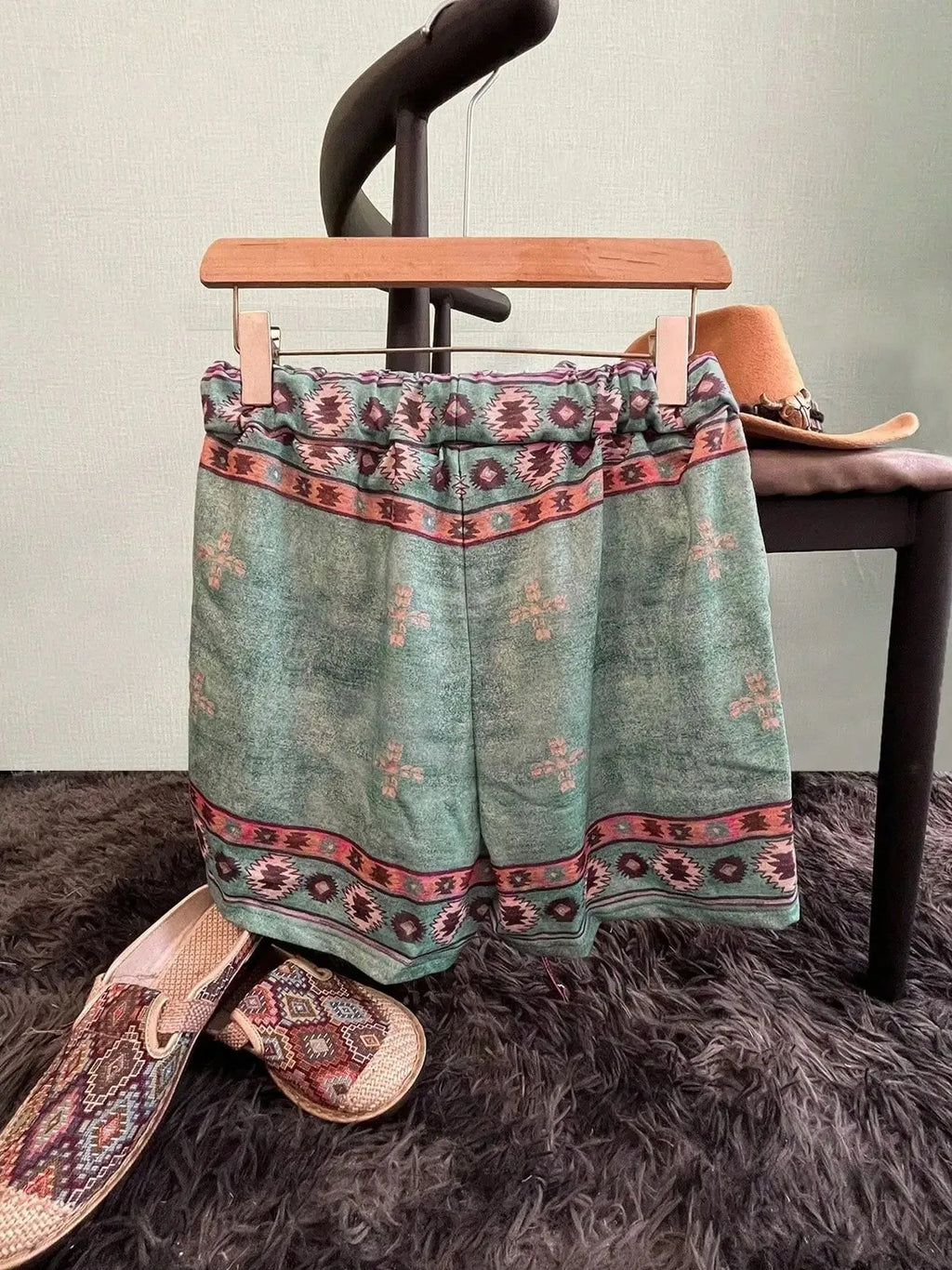 High Waist Printed Loose Shorts Lace up Straight Leg Pants European Style Simple Fashion Polyester Fiber Non Iron Daily Wear
