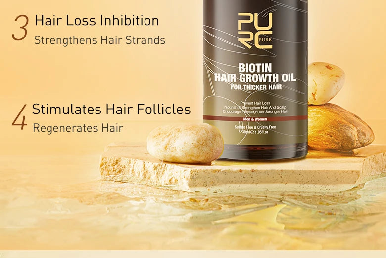 PURC Ginger Shampoo and Biotin Hair Growth Oil Set Fast Hair Growth Loss Treatment Hair Regrowth for Men Women Hair Care