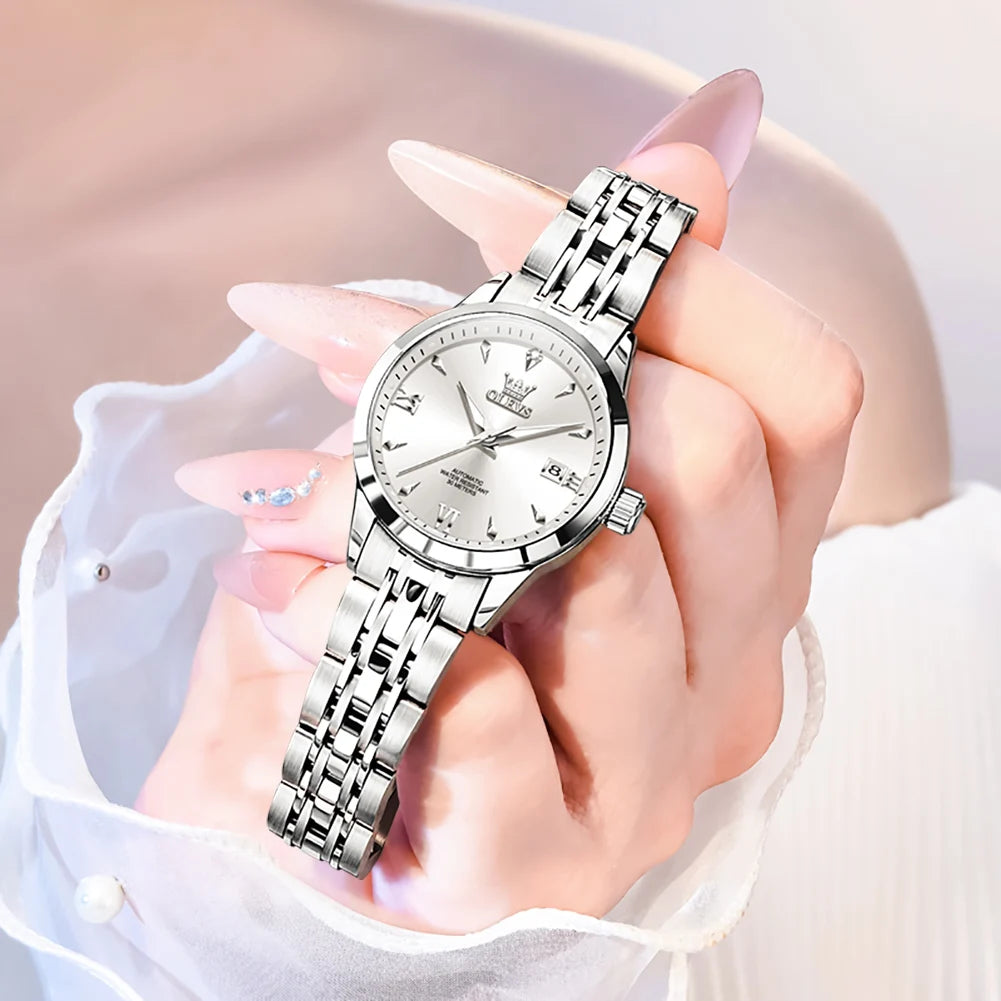 OLEVS 9956 Watch For Women Auto Date Elegant Mechanical Women Watch Waterproof Simple Fashion Business Automatic Wristwatch