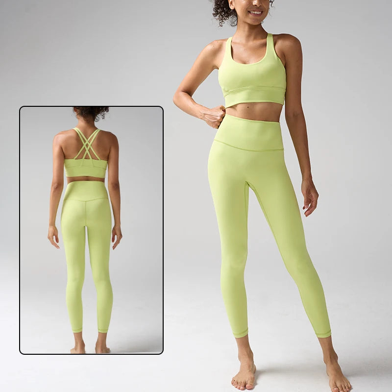 Women's Yoga Set Workout Set 2 Piece High Waist Yoga Leggings Sports Bra Gym Suit Activewear Sports Fitness Set Sports Suit