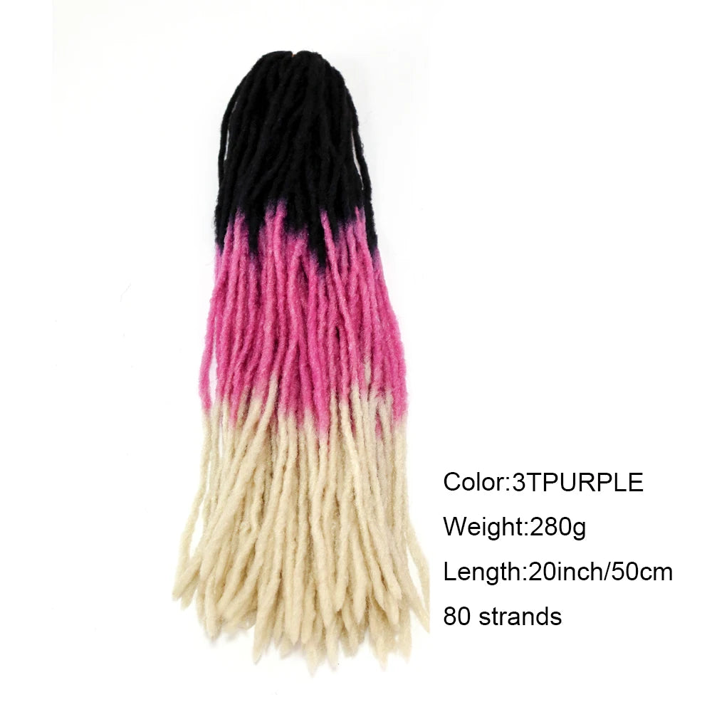 20 Inch Ombre Pro Locks Crochet Hair Extensions Soft Synthetic Dreadlocks 40 Stands Pack Women's Braiding Hair