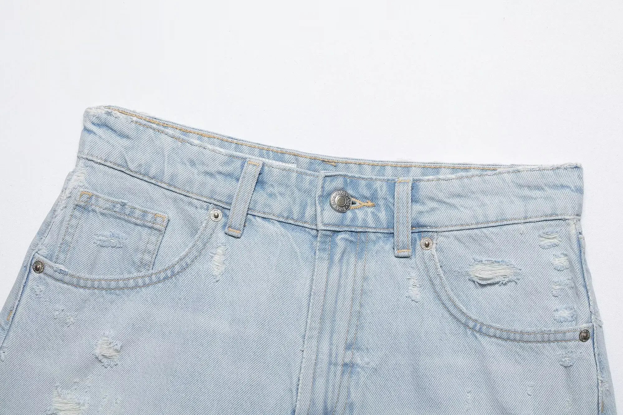 HH Women's High Waisted Denim Shorts Summer Ripped Jean Shorts Frayed Hem A-Line Casual Beach Party Hot Pants Streetwear
