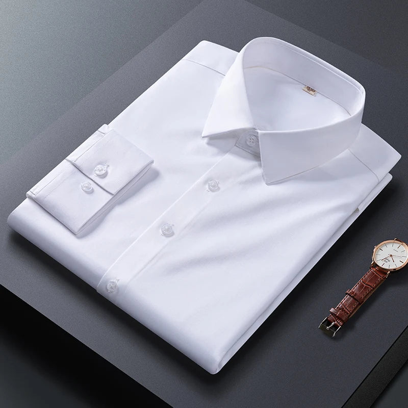 Men Shirt Glossy Long Sleeve Plus Size 5XL 6XL 7XL Oversize Loose Casual Dress Shirt Autumn Comfortable Office Work Business