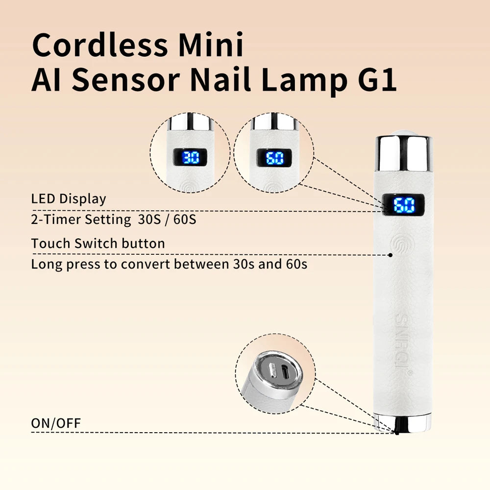 Ai Sensor Nail Lamp UV LED Mini Lamp Rechargeable Cordless Lamp Desktop and Handheld Drying Light Curing All Nail Gel Quickly