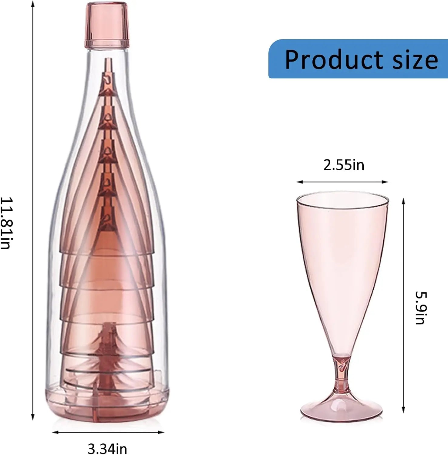 Foldable Plastic Champagne Wine Glasses Set Reusable Wine Glasses with Storage Bottle Suitable for Outdoor Camping Travel