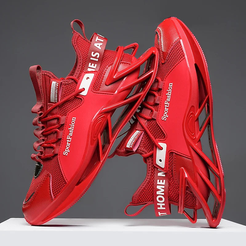 Men's Trendy Color Block Chinese Landscape Lace Up Blade Sneakers With Assorted Colors, Casual Outdoor Walking Shoes