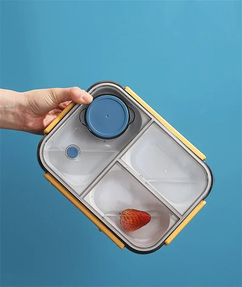 850ML Lunch Box with Tableware Sauce Box Portable Plastic Compartment Bento Box for Kids Food Storage Container Microwavable