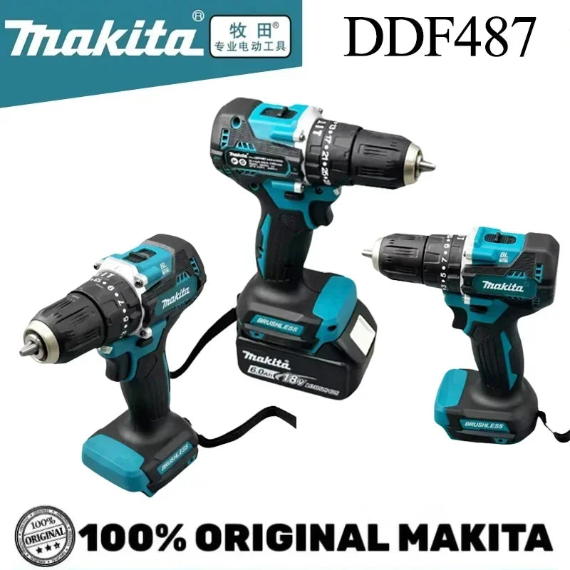 Makita 18V battery DDF487 brushless electric drill, suitable for five-rope impact drill of decoration team uses Suitable