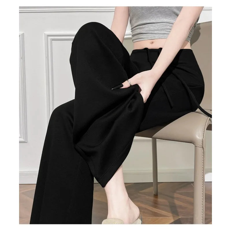 Women High Waist Drawstring Flared Sweatpants Slim Fit Stretchy Casual Yoga Pants Multi Colors