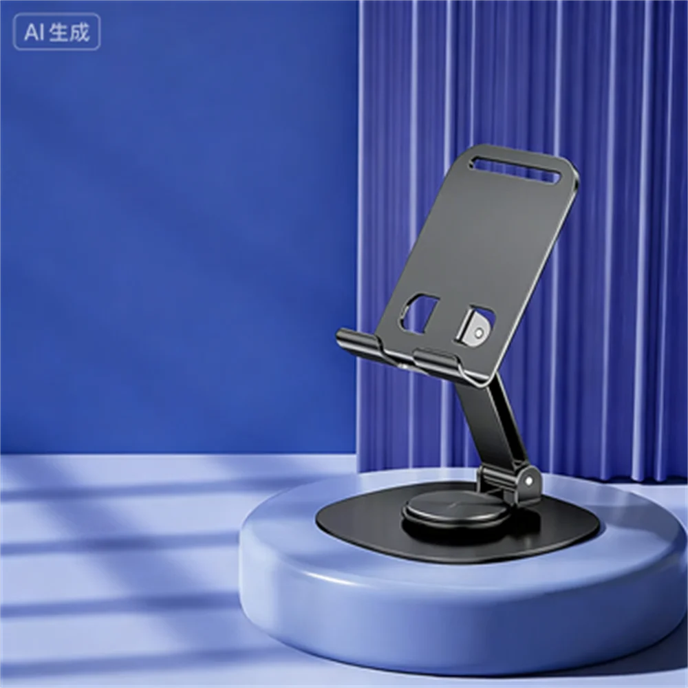 Universal All-Metal Aluminum 360° Rotating Mobile Phone Holder - Folding Double Shaft Design, Stable Anti-Slip Bracket