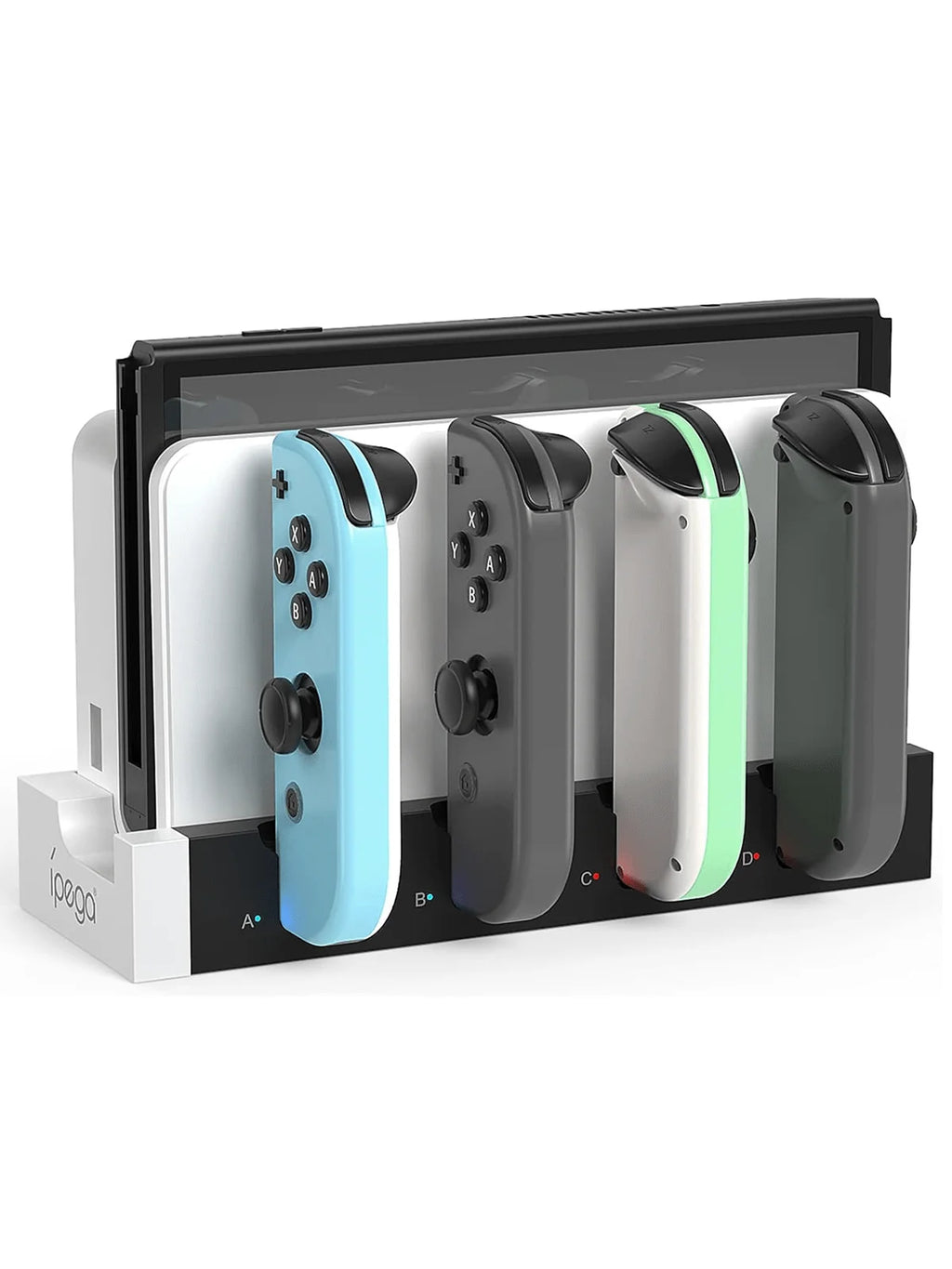 IPEGA PG-9186 Charging Dock for Switch&OLED,Charges Up to 4 Controllers,Compatible with Switch and OLED,Hot-Selling 4-port Stand