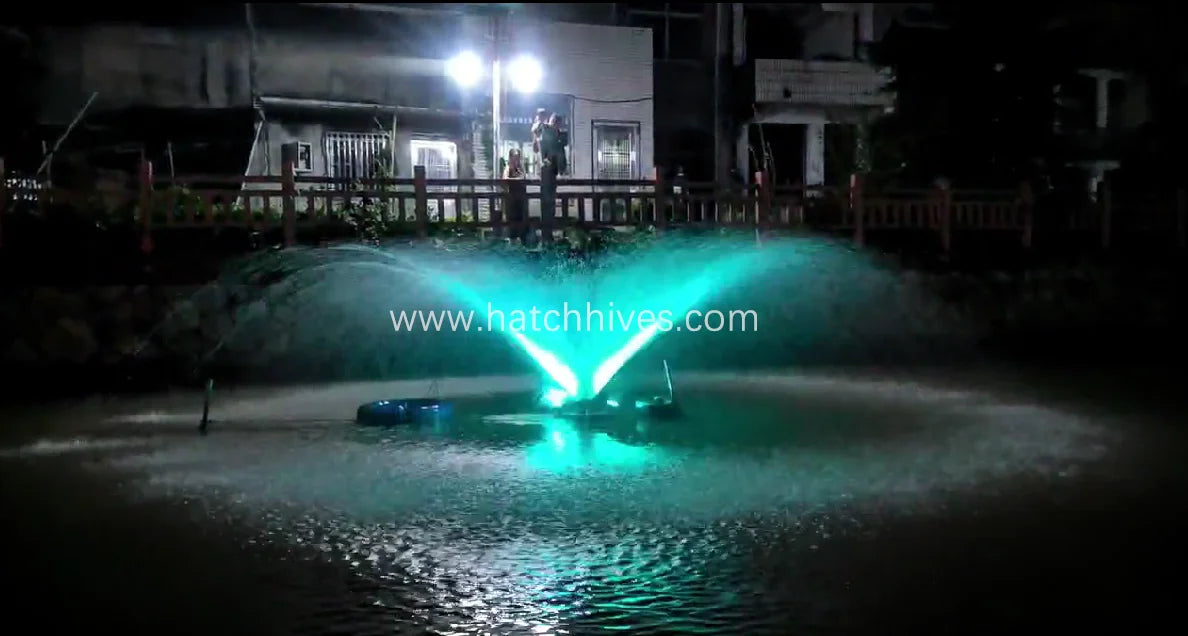 High Flow 750w 220v 50hz Stainless Steel Fish Pond Aerator with Thickened Floats Adjustable 2 LED Lights for Aqua/Landscape Pool