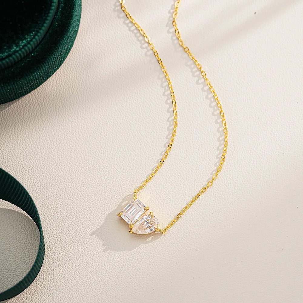 1CT / 2CT Emerald Heart Pear Princess Moissanite Diamond Pendants Necklaces For Women S925 Silver Fine Jewelry Women's Pendants