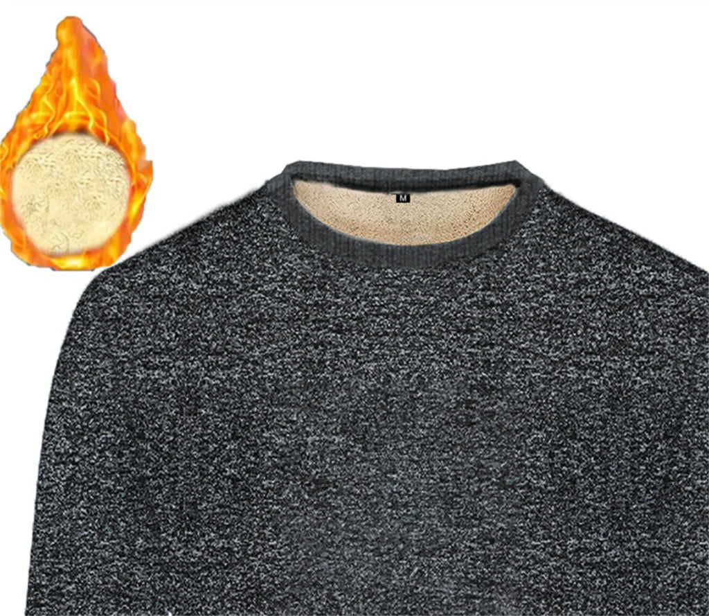 Lamb Fleece Round Neck Top for Men in Winter with Thick and Warm Fleece Hoodie