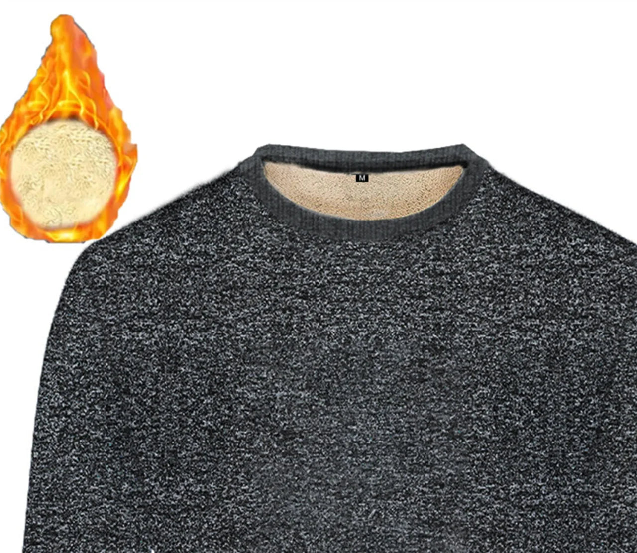 Lamb Fleece Round Neck Top for Men in Winter with Thick and Warm Fleece Hoodie