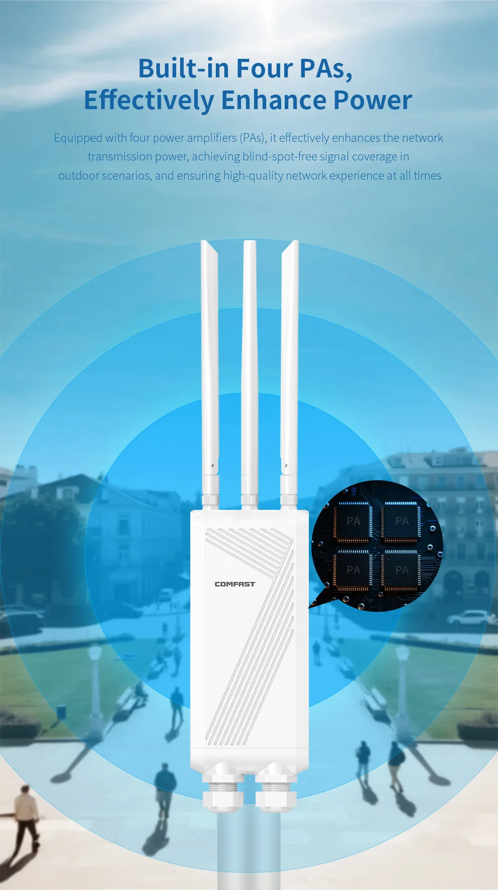 COMFAST BE3600 WIFI7 Outdoor AP Router 2.4G/5.8G Dual Band Long Range Signal Extender Amplifier Wireless Repeater Waterproof