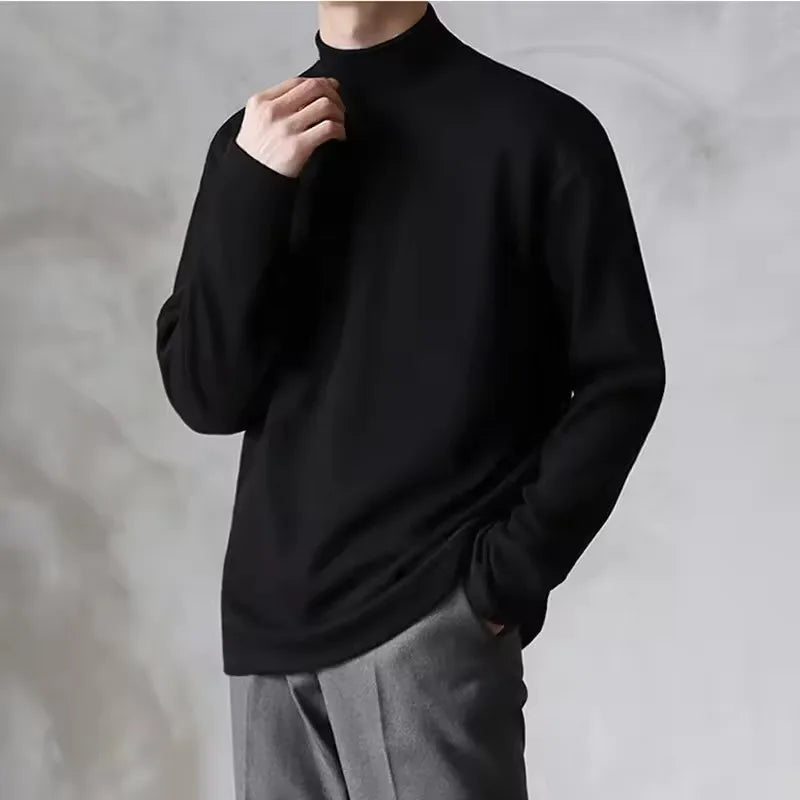 Men's Thermal Turtleneck Shirt Fleece Lined Long Sleeve Warm Pullover Loose Fit Casual Knit Top Winter Base Layer