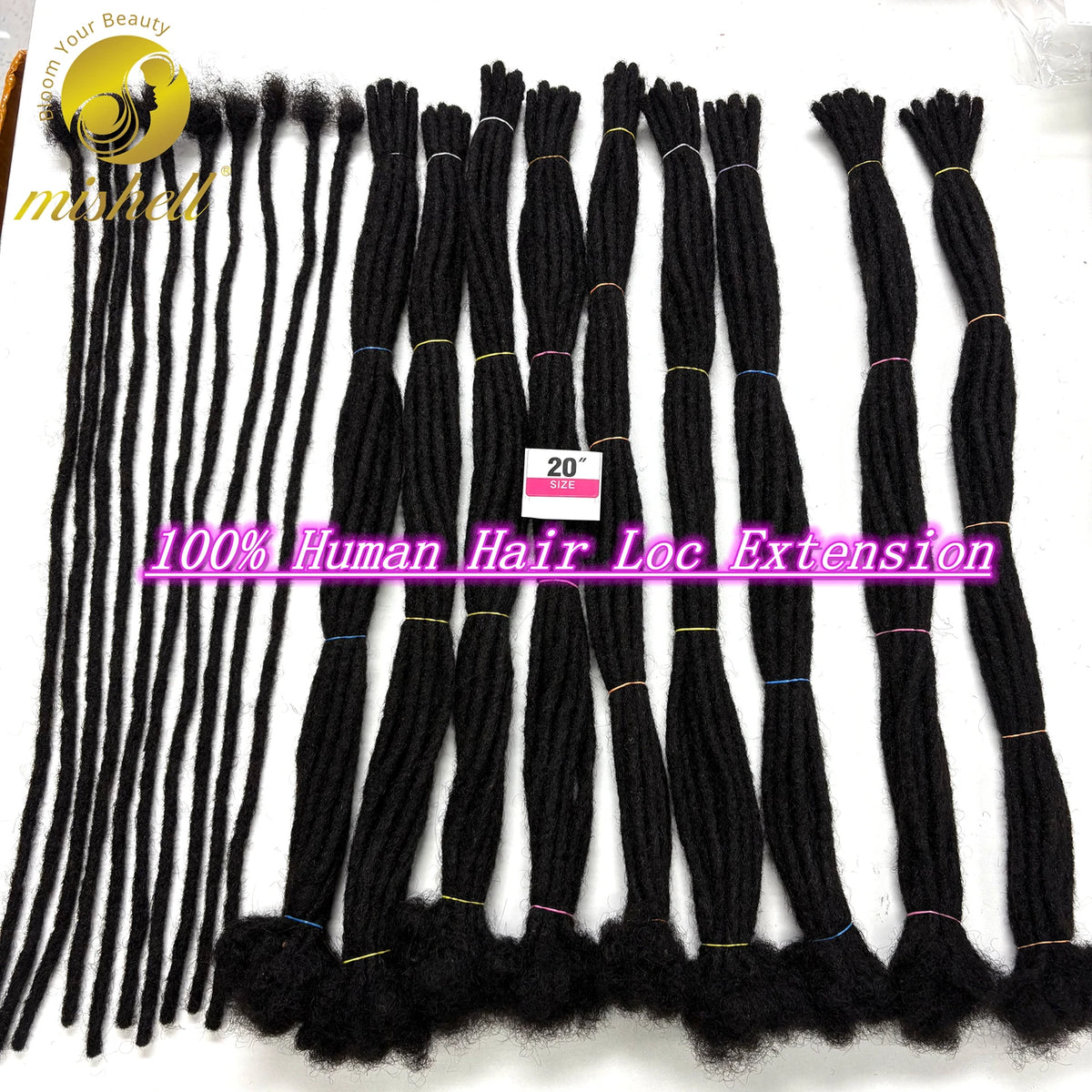 6-20inch 0.6cm Regular Loc Extension Human Hair 50 Strands Full Handmade 100% Human Hair Loc Dreadlock Extension for Men Women