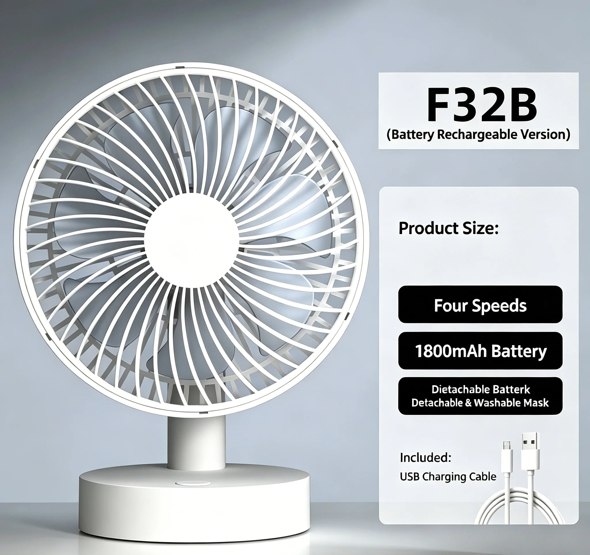 HOMEFISH Portable Oscillating Standing Fan with Remote Controller Foldable Rechargeable Battery Powered Pedestal Fan for Camping
