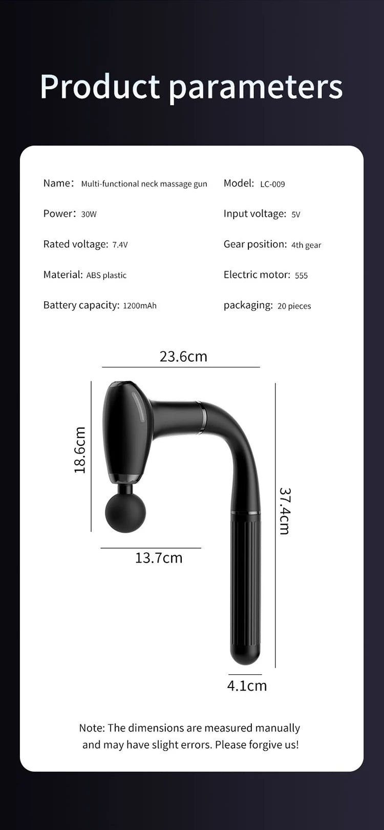 Mulit functional fascia gun with Extended Handle Percussion Back Massager for muscle relaxation  Back Waist Body Massage