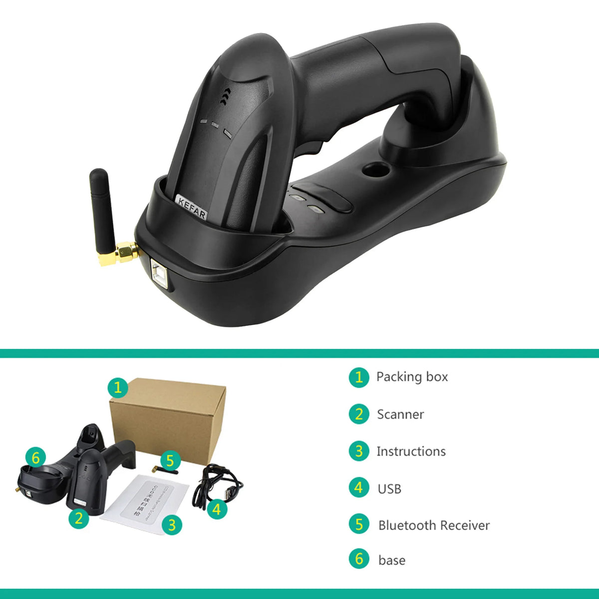 Barcode Scanner with Charger Base Stand 1D 2D QR Codes Reader BT Wireless Barcode Reader Supermarket Mobile Payment PDF417 H8