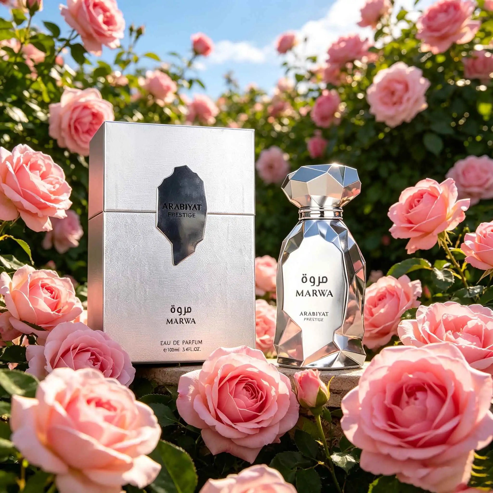 MARWA Arabiyat Prestige Unisex Perfume. Timeless Versatile Fragrance, Suitable For Daily Work, Travel And Nightlife. Eye-catching Silver Bottle, Great For Collection.