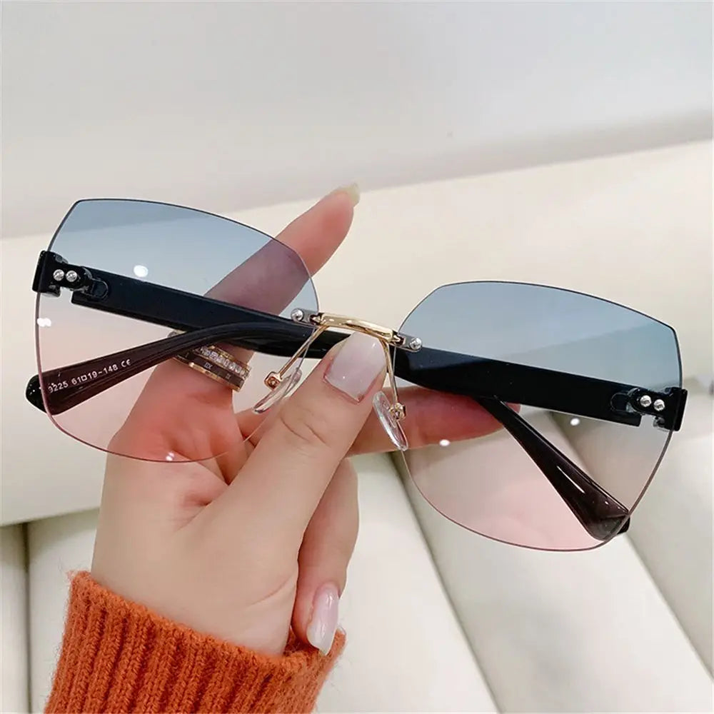 Vintage Rimless Sunglasses 2024 Women Gradient Sunglasses  Summer Shades Fashion UV400  Frameless Sun Glasses Ladies Eyeglasses