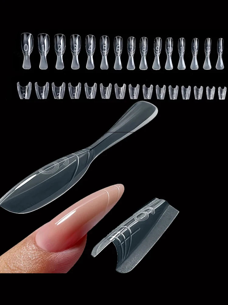 240 Pieces of Dual-Form Nail Forms - Nail Molds, Can Quickly Extend Nails, No Paper Forms Needed, 15 Sizes of Plastic Forms, Salon Nail Art Tools