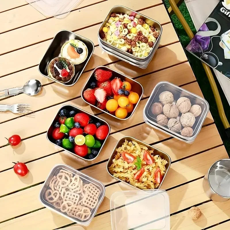 5pcs 316 Stainless Steel Food Storage Stackable Meal Boxes for Kitchen Fridge Lunch Ideal for Meal Prep Travel Kitchen Storage