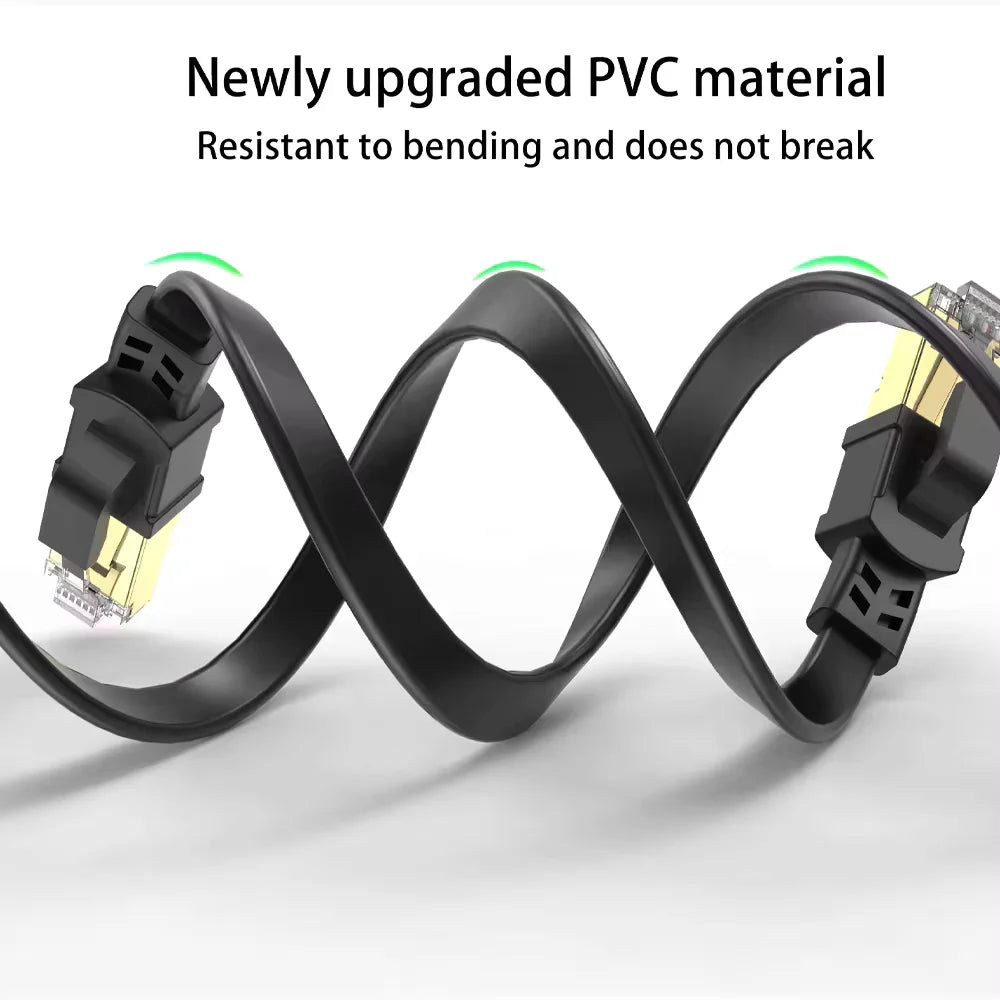 New Cat8 Ethernet Cable 40Gbps Cat 8 Flat RJ45 Shielded Network LAN Category 8 Cable Pure Copper High Speed Internet Cord