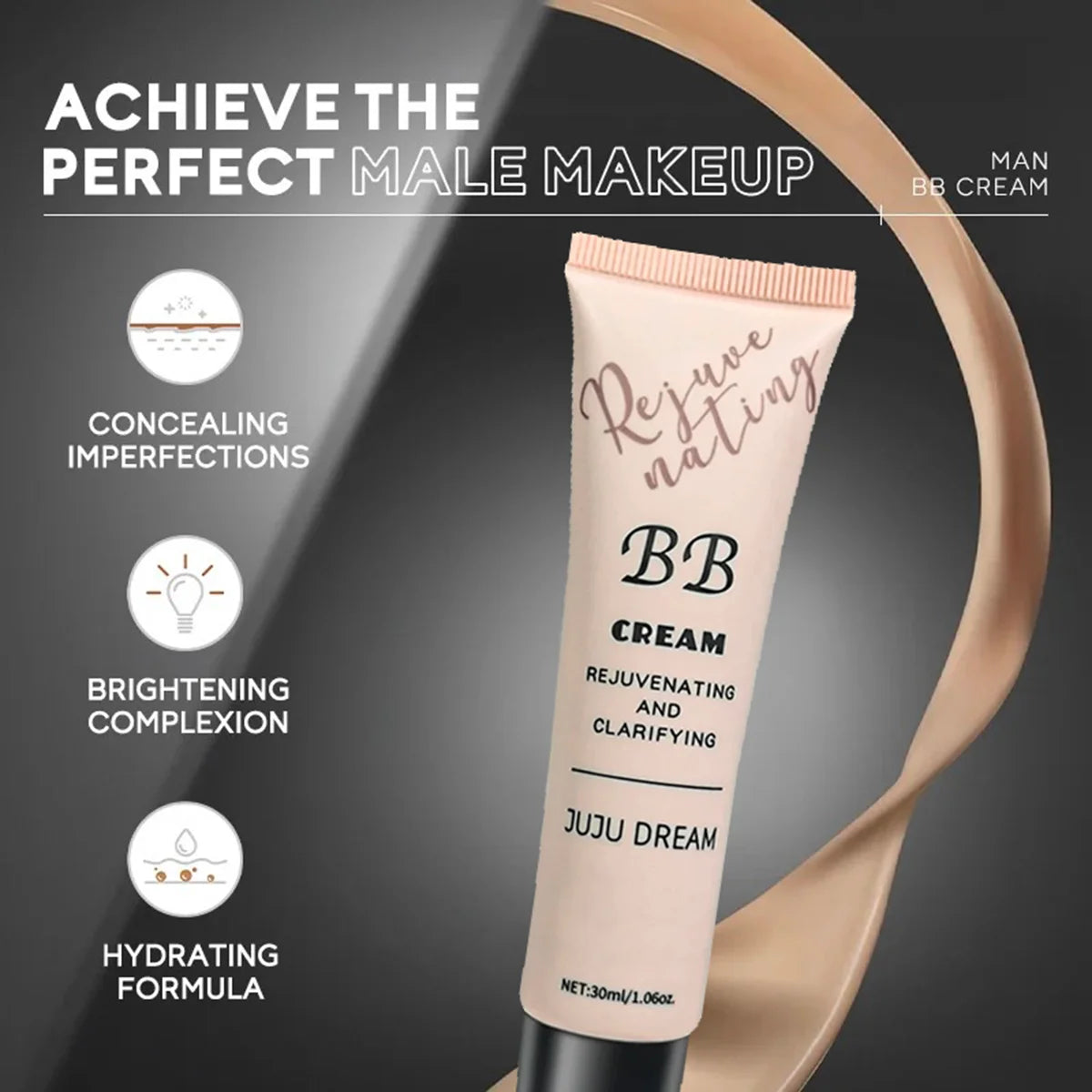 Men’s BB Cream – Full Coverage, Waterproof,Long-Lasting, Natural Matte Finish,Certified, Skin-Friendly, Quick Base for All Looks