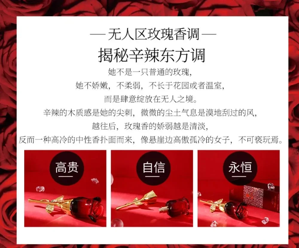 50ml Women EDP Perfume Midnight Rose Long Last Elegant Floral Fragrance Creative Red Rose Shaped Bottle Lady Romantic Gift