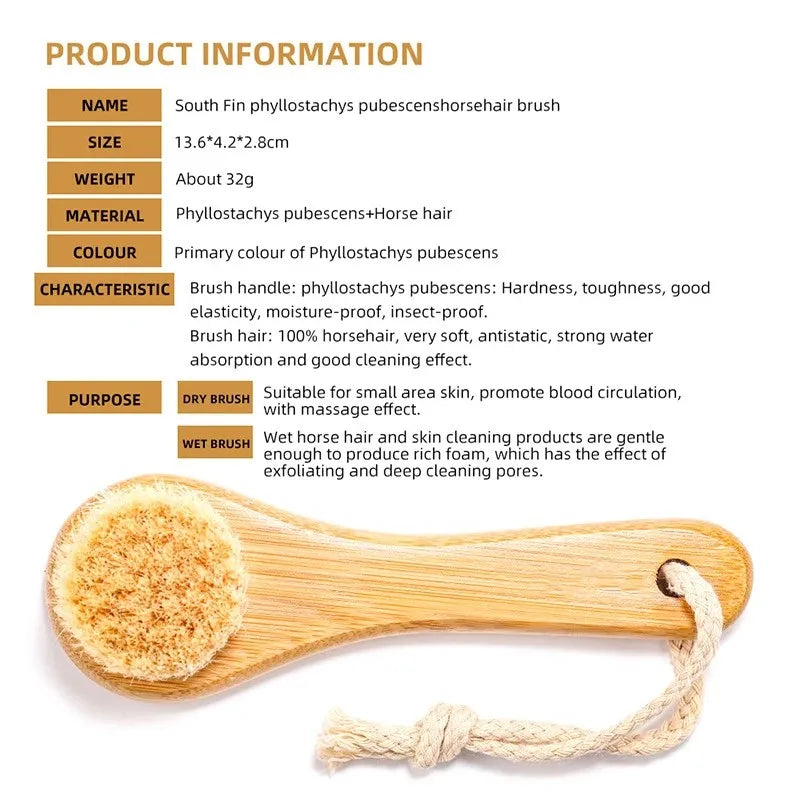 Beauty Skin Care Brush Face Cleansing Brush Soft Natural Bamboo Hair Facial Cleansing Massage Portable Wash Deep Clean Face