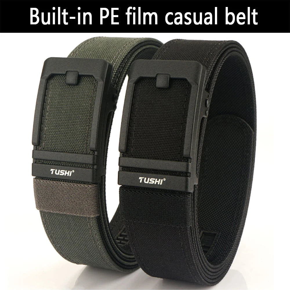 TUSHI New Double-layer Reinforced Automatic Buckle Training Quick Hanging Pistol Belt Men Nylon Outdoor Leisure IPSC Accessories