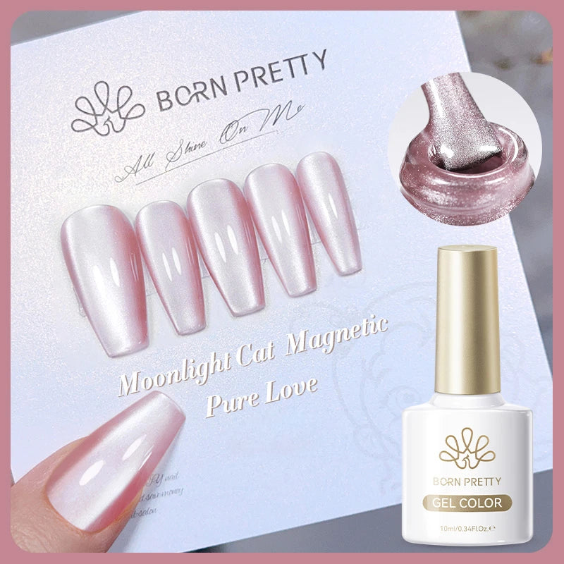 BORN PRETTY 10ml Silver Water Light Cat Magnetic Gel Nail Polish Nail Supplies Vernis Semi Permanent Gel for Fall Winter Nails
