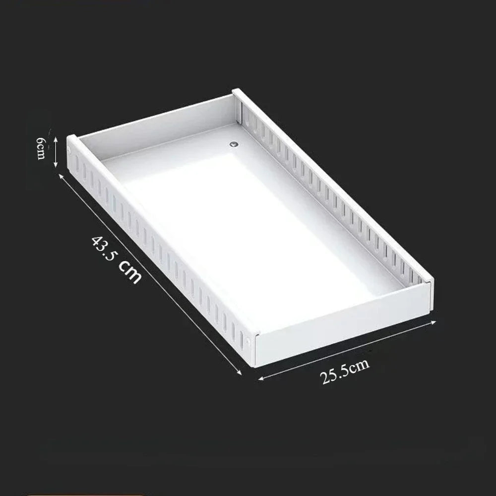 Kitchen Cabinet Pull Out Tray Organizer with Slide Rails Adjustable Storage Rack for Pots Pans and Dishes