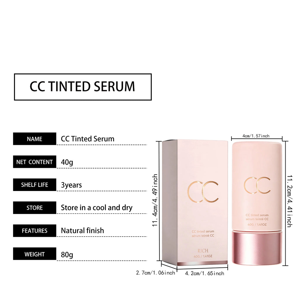CC Cream Color Correcting Tinted Serum Self Adjust Skin Tone Lightweight Natural Smooth Nude Makeup Gentle Coverage Foundation