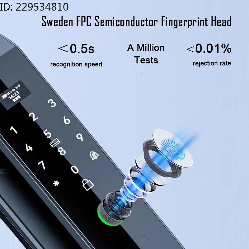 Face Recognition Unlock Digital Door Lock With FIngerprint Password Unlock Keyless Electronic Door Lock