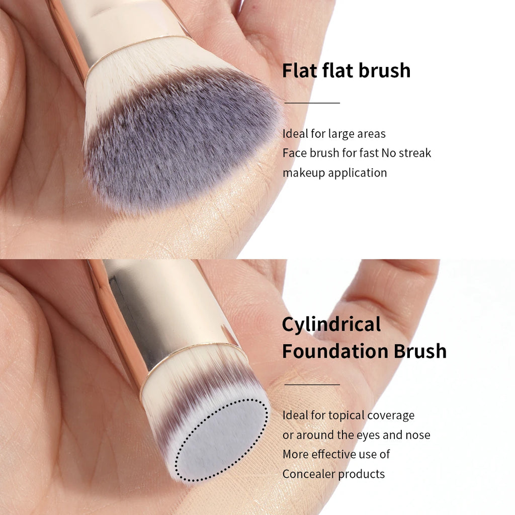 New Double-Ended Makeup Brush, Multi-Functional Foundation Contour Blush Powder Brush, Non-Absorbent High Grade Facial Makeup