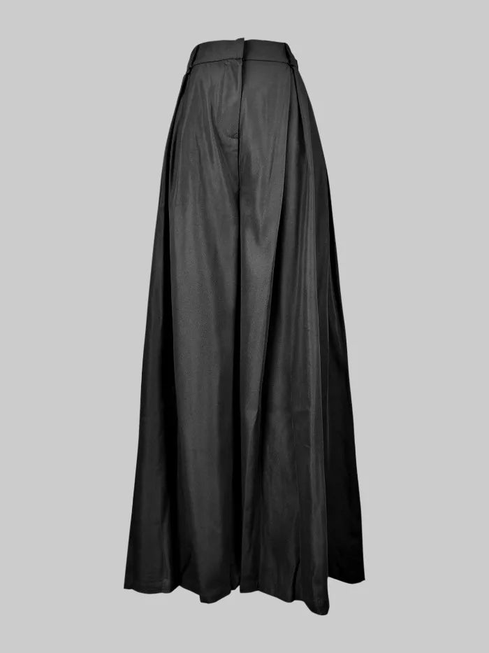 UOOZEE Women Fashion Solid Color High Waisted Wide Leg Pants 2025 New Spring Summer Loose Casual Simple Oversized Trousers