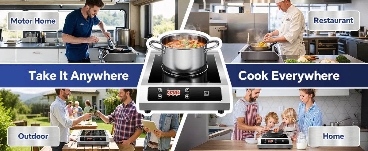 14" 3500W Commercial Induction Burner, Portable Countertop